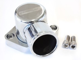 <strong>Billet 90° Thermostat Housing - Chrome </strong><br />Suit Ford 302-351C
