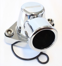 <strong>Billet Thermostat Housing - Chrome</strong> <br />Suit Holden V8 (Swivel. No Heater Outlet)
