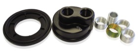 <strong>Billet Oil Filter Block Adapter</strong><br /> Universal fitment, -8 ORB ports, Black anodised finish
