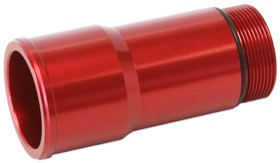 <strong>Radiator Hose Adapters - Red</strong><br /> 1.5" O.D., 2.75" Length, 1-1/4"-20 thread, fits most electric water pumps
