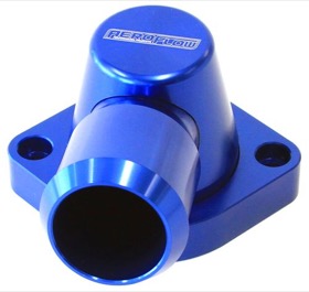 <strong>Billet Thermostat Housing - Blue</strong><br /> Suit Holden/Chevy LS except LS3, Swivel
