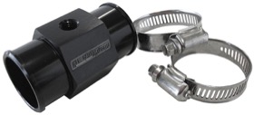 <strong>Radiator Hose Temperature Sender Adapter </strong><br />1-1/4" (32mm) O.D., with 1/8" NPT port, Black finish
