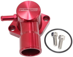 <strong>Billet Aluminium Swivel Thermostat Housing - Red Finish</strong> <br />Suit Ford Falcon EF-FG 6 Cyl. 2005-on
