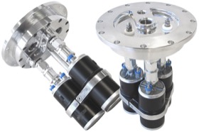 <strong>Billet Triple Fuel Pump Hanger - Polished </strong><br />Suits Aeroflow or Bosch style pumps, 8