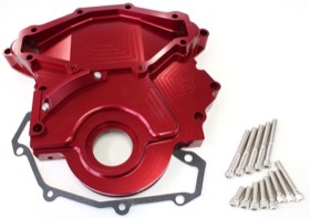 <strong>Billet Timing Cover </strong><br /> Red Finish. Suit Holden 253-304-308
