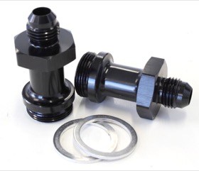 <strong>Carburettor Adapter - Male 7/8" to -6AN 1-3/4" Long </strong> <br />Black Finish. Suit Holley Inlet Feed
