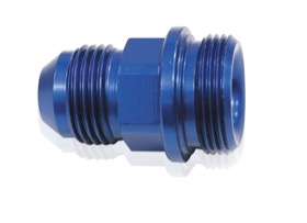 <strong>Carburettor Adapter - Male 7/8" to -6AN Short </strong><br />Blue Finish. Suit Holley Inlet Feed
