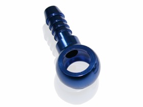 <strong>Alloy Barb Banjo 12mm to 8mm</strong><br /> Blue Finish
