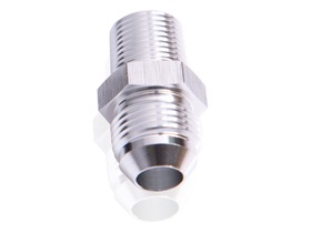 <strong>NPT to Straight Male Flare Adapter 1/2" to -6AN</strong><br /> Silver Finish
