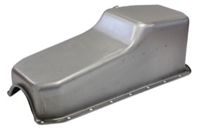 <strong>Replacement Oil Pan, Raw Finish</strong><br />Suit SB Chev L/H Dipstick, 2-Piece Seal (5.0L Capacity)
