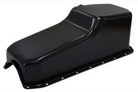 <strong>Replacement Oil Pan, Black Finish</strong><br /> Suit SB Chev L/H Dipstick, 2-Piece Seal (5.0L Capacity)
