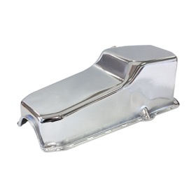 <strong>Replacement Oil Pan, Chrome Finish</strong><br /> Suit SB Chev R/H Dipstick, 2-Piece Seal (5.0L Capacity)
