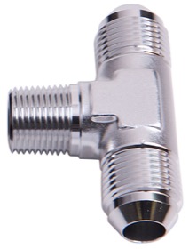 <strong>Tee with NPT On Side 1/4" to -6AN</strong> <br />Silver Finish
