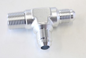 <strong>Tee with NPT On Run 3/8" to -6AN</strong> <br />Silver Finish
