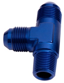 <strong>Tee with NPT On Run 1/2" to -10AN</strong> <br /> Blue Finish
