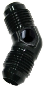 <strong>45° Male Flare Union -6AN</strong><br /> With 1/8" NPT Port. Black Finish
