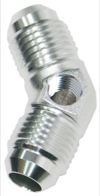 <strong>45° Male Flare Union -6AN</strong><br /> With 1/8" NPT Port. Silver Finish
