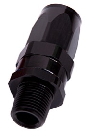<strong>Male NPT Taper Swivel Straight Hose End 3/8" to -8AN</strong><br /> Black Finish. Suit 100 & 450 Series Hose
