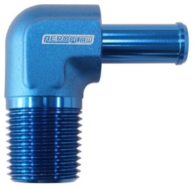 <strong>Male NPT to AN Barb 90° Adapter 3/8" to -6AN Hose</strong><br /> Blue Finish

