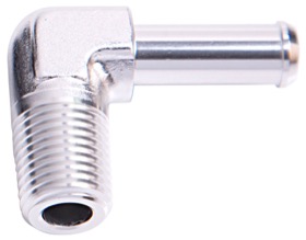 <strong>Male NPT to Barb 90° Adapter 3/8" to 3/8"</strong><br /> Silver Finish
