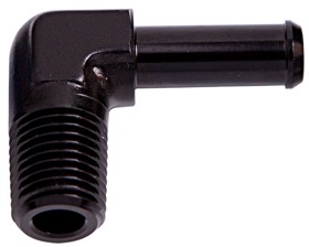 <strong>Male NPT to Barb 90° Adapter 3/8" to 5/8"</strong><br /> Black Finish
