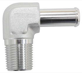 <strong>Male NPT to AN Barb 90° Adapter 1/2" to -10AN Hose</strong><br /> Silver Finish

