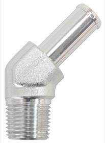 <strong>Male NPT to Barb AN 45° Adapter 3/8" to -8AN Hose</strong><br /> Silver Finish
