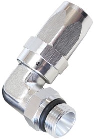 <strong>ORB Taper Swivel 90° Hose End -8AN to -6AN </strong><br />Silver Finish. Suit 100 & 450 Series Hose
