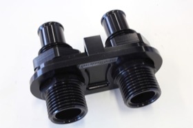<strong>Billet 2 Port A/C Bulkhead (Black)</strong> <br />2 x -10 (5/8 rear Push-on fittings for heater)
