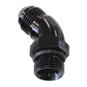 <strong>45° ORB to Male AN Full Flow Adapter -6 ORB to -4AN </strong><br />With Jam Nut, Black Finish
