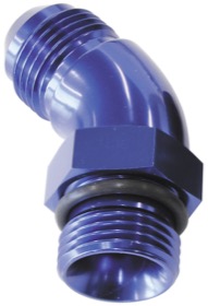 <strong>45° ORB to Male AN Full Flow Adapter -8 ORB to -6AN </strong><br />With Jam Nut, Blue Finish
