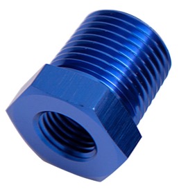 <strong>NPT Pipe Reducer 1/4" to 1/8" </strong><br />Blue Finish
