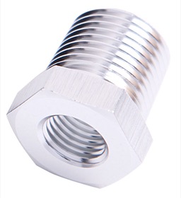 <strong>NPT Pipe Reducer 1/4" to 1/8" </strong><br />Silver Finish
