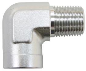 <strong>90° NPT Female to Male NPT Fitting 1/8" </strong><br />Silver Finish
