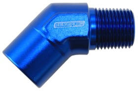 <strong>45° NPT Female to Male NPT Fitting 3/8" </strong><br />Blue Finish
