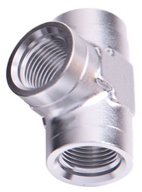 <strong>NPT Female Pipe Tee 1/8"</strong><br /> Silver Finish
