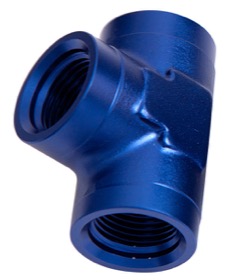 <strong>NPT Female Pipe Tee 3/8"</strong><br /> Blue Finish
