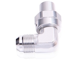 <strong>90° NPT Swivel to Male AN Flare Adapter 3/4" to -16AN</strong> <br />Silver Finish
