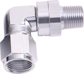 <strong>90° Male NPT to Female AN Adapter 1/8" to -4AN </strong><br /> Silver Finish
