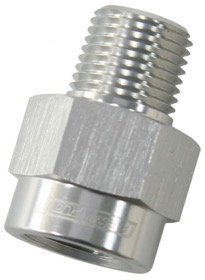 <strong>BSP Male to NPT Female Adapter</strong><br /> 1/8" to 1/8", Silver Finish
