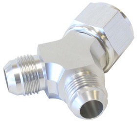 <strong>Y-Block with Female Swivel -8AN Inlet to 2 x -6AN Outlets</strong><br /> Silver Finish
