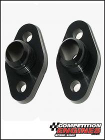Meziere WP8116ANS, Block Adapters, Chev Small Block, -16AN Male Fitting, O-Ring Seal, Black Anodized Finish