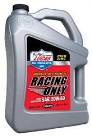 Lucas Racing Only High Performance Motor Oil -Motor Oil, Race Only, Semi-Synthetic, 20W50, 5 qts., Each
