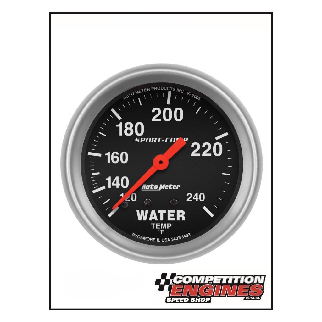 Auto Meter 3432 Sport-Comp Mechanical Water Temperature Gauge 