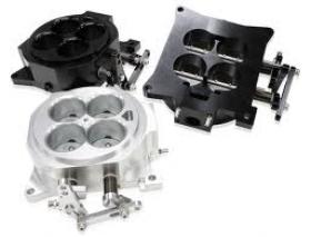 Billet 4 Barrel Throttle Bodies CNC Construction, 1375cfm, Dual Pattern Flange (4150 & 4500) (Aluminium or Black)