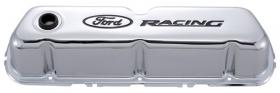Proform Stamped Steel Valve Covers Chrome With Black Ford Racing Emblem Suit 289-351W