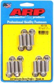 ARP 400-1109  EXTRACTOR Bolts, Hex Head, 5/16 in. Wrench, Stainless Steel, Polished, 3/8 in.-16, 1.000 in. U.H.L., Set of 12