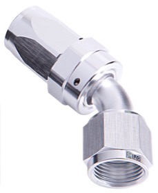 <strong>100 Series Swivel Taper 45° Hose End -4AN </strong><br />Silver Finish. Suit 100 & 450 Series Hose