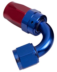 <strong>100 Series Swivel Taper 120° Hose End -4AN </strong><br />Blue/Red Finish. Suit 100 & 450 Series Hose