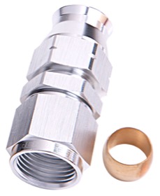 <strong>Tube to Female AN Adapter 5/16" to -6AN </strong><br /> Silver Finish. Suits Aeroflow, Moroso & Russell Tubing